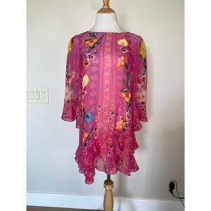 SALONI Marissa Floral Silk-Georgette Mini Dress size S/M *missing slip and belt*